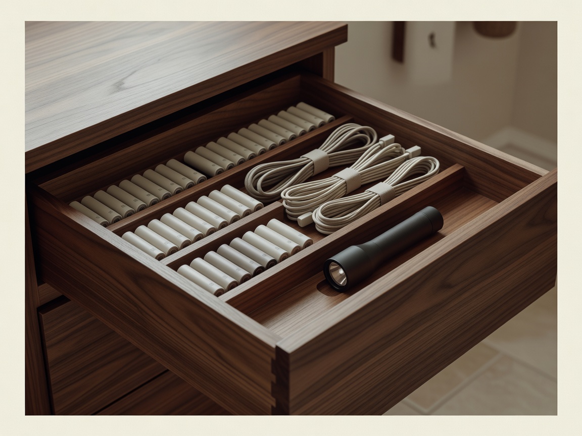 The battery drawer. He alphabetized the brands, then apologized for the brands.